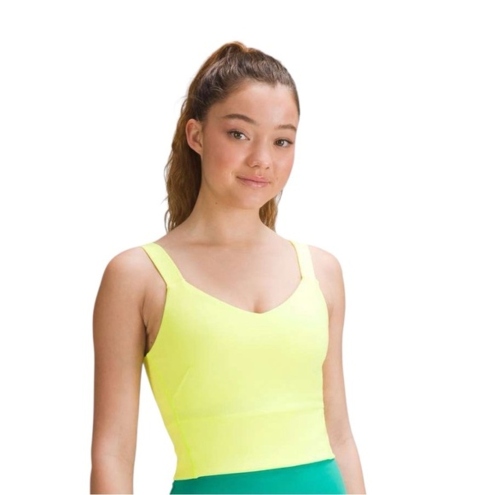 Bright yellow Lululemon Wunder Train Straight Strap Tank Top in Size 6